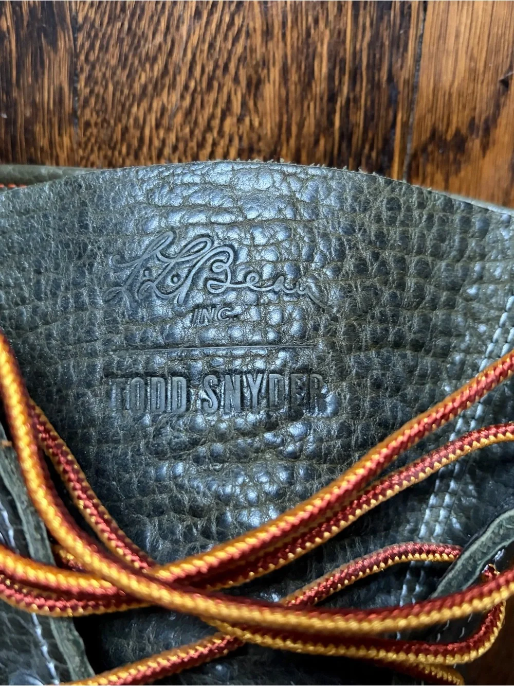 L.L. Bean x Todd Snyder Olive Green Leather Bean Boots